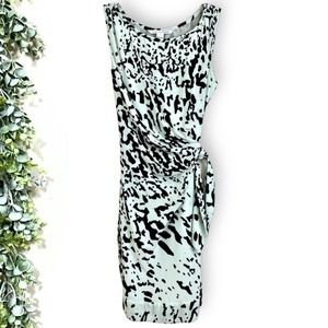 DVF New Della Silk Mint “paint splatter” tie dress